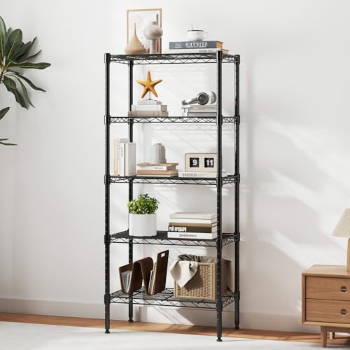 DUMOS 5-Tier Metal Storage Shelves, Wire Shelving, Storage Rack, 23.2" W - color: 5 Tiers-60.1"h, size: Type 1 without wheels