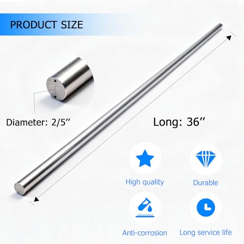 2/5" x 36" Chrome Plated Steel Round Rod,Carbon Steel,1 Pcs - size: 2/5" x 36"/10mm x 915mm