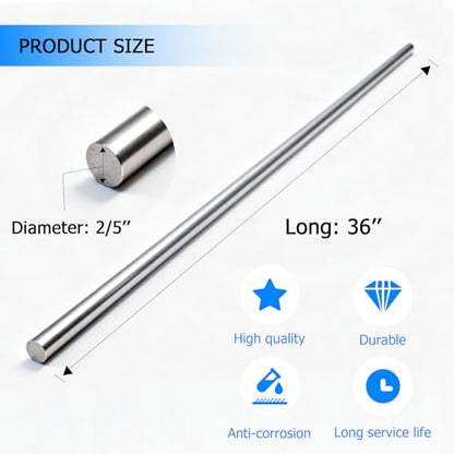 2/5" x 36" Chrome Plated Steel Round Rod,Carbon Steel,1 Pcs - size: 2/5" x 36"/10mm x 915mm