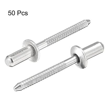 uxcell Blind Rivets, 304 Stainless Steel Pull Rivets Core Decoration Rivets 4.8mm Diameter 11mm Grip Length Close End Silver Tone, 50pcs - size: 4.8mm x 11mm