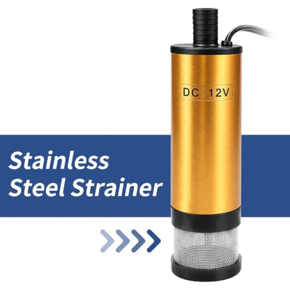 DC 12V 30L/min Electric Submersible Water Pump, Diesel Transfer Pump - color: Yellow