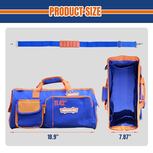 WADFOW 19in Waterproof Tool Bag, Extra-Large, Wide Mouth, 600D, Hi-Vis - style: 19 inch