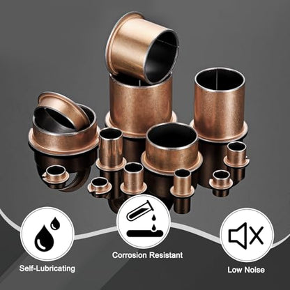 uxcell 10Pcs Flanged Sleeve Bearing 15mm Bore x 17mm OD x 25mm Length - size: 15x17x25mm, 23mm Flange Dia x 1.0mm Flange t