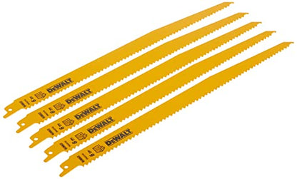 DW4804 6 TPI Taper Back Bi-Metal Reciprocating Saw Blade, 12" - size: 12 inch, style: 6 TPI, 5-Pack