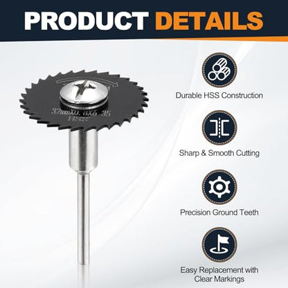 Cutting Wheel Set 2Pcs 2.36" 60mm Diameter HSS Circular Saw Blades - color: Black, size: 2.36"(60mm) Diameter, 0.13"(3.2mm) Round Shank
