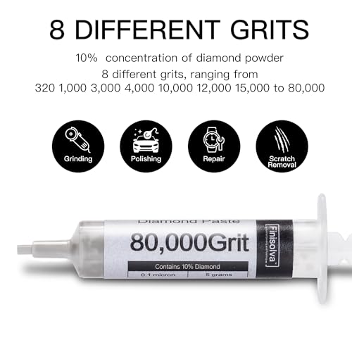 Diamond Paste Polishing Compound Kit for Stropping, 8 Pack, 320-80,000 Grit - style: Light 10% concentration