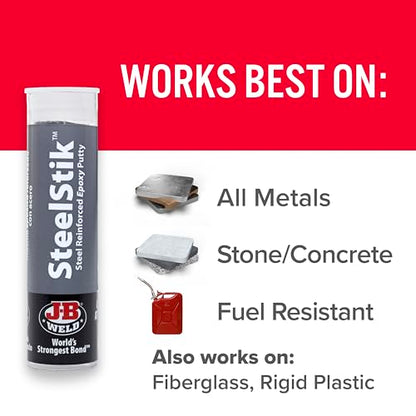 J-B Weld SteelStik, 1 Hour Cure, Steel Reinforced Epoxy Putty Stick - 2 Pack, Dark Grey (8267-2) - size: 2 oz - 2 Pack