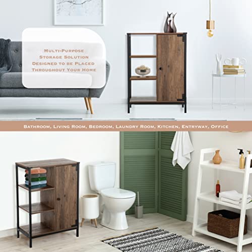 Landia Home Bathroom Storage Cabinet, Industrial Themed with a Steel Frame and Different Tiers of Shelves for Organization