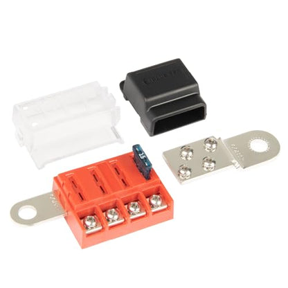 Blue Sea Systems ST Blade Fuse Block Battery Terminal Mount 4 Way Circuit Kit, 100 Amps, 5024 - color: With cover, style: 4 Circuit + Neg - Terminal Mount