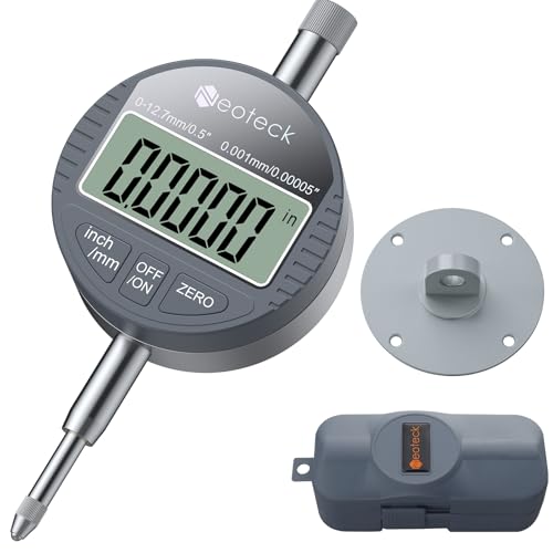 Neoteck 12.7mm/0.5" Digital Dial Indicator with 0.001mm/0.00005" Resolution - color: Silver Gray, size: 0-0.5''/0.00005''