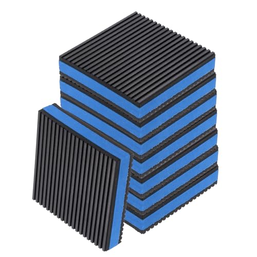 uxcell 8pcs Anti Vibration Pads for Washing Machine, 4.02" x 4.02" x 7/8" Vibration Damping Pads Sound Isolation Ribbed Rubber Mats with EVA Center Vibration Isolation Pads, Black/Blue - size: 4.02" x 4.02" x 7/8"
