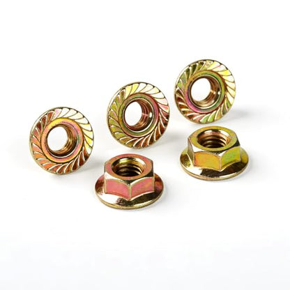 M5-0.8mm Anti-Loosening Serrated Hex Flange Lock Nuts (Yellow Zinc Plated, Full Thread) - 60 Pcs - size: M5-0.8mm (60PCS)