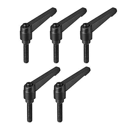 uxcell 5pcs Adjustable Clamping Lever Handle M8 x 32mm Metric Black Oxide Carbon Steel Male Threaded Stud Hand Knobs Ratchet Rotating Screw Handles Bolts with Locking Lever Black - size: M8 x 32mm