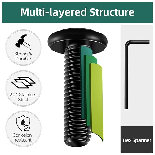 20Pcs M6-1.0 x 60mm Flat Head Socket Cap Screws Bolts 304 Stainless Steel Black Zinc Plated Furniture Bolts, Fully Threaded M6 Bolt with Hex Spanner - size: M6 x 60mm