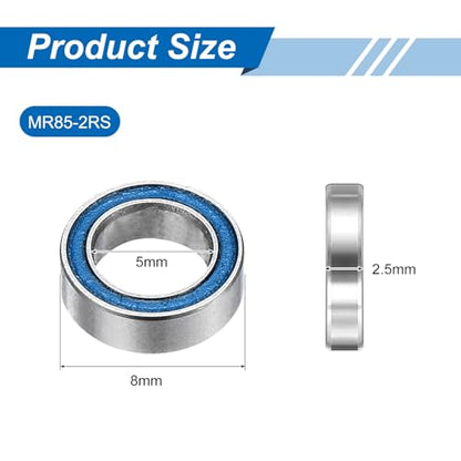 uxcell 10 Pcs MR85-2RS Micro Bearings, 5x8x2.5mm Chrome Steel, ABEC7 - size: MR85-2RS