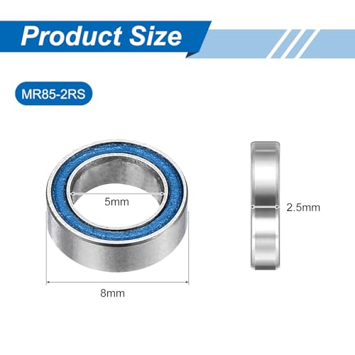 uxcell 10 Pcs MR85-2RS Micro Bearings, 5x8x2.5mm Chrome Steel, ABEC7 - size: MR85-2RS