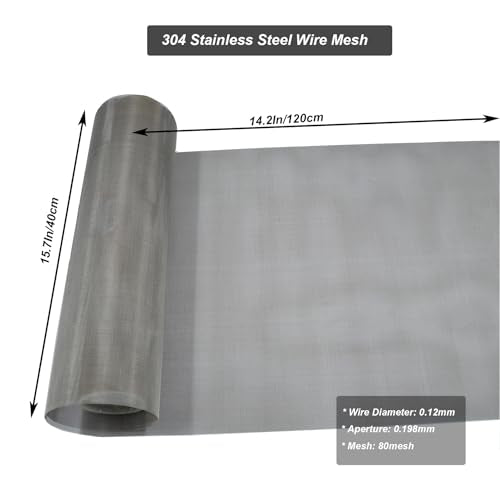 304 Stainless Steel Mesh Screen 15.7"x47.2",80Mesh 0.2mm Hole - style: 80Mesh x 0.12mm