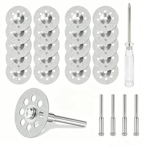 20Pcs 545 Diamond Cutting Discs Blades for Dremel Rotary Tools, 4 Mandrels