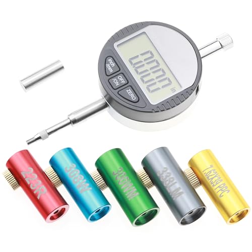 Primer Seating Depth Gauge Measurement Tool - style: 5 COMMON BASE GAUGES(223R+308W+PPC+300WM+338LM)+TUNGSTEN PROBE+CALIBRATION ZERO PIN+IMP/MTR DIGITAL DIAL INDICATOR