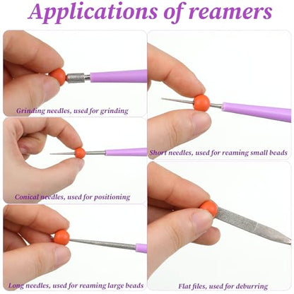 5 PCS Bead Reamer for Jewelry Making, Bead Reamer Hole Enlarger Tool for Glass Plastic Metal Wood Beads, Remove Burrs Smooth Edges