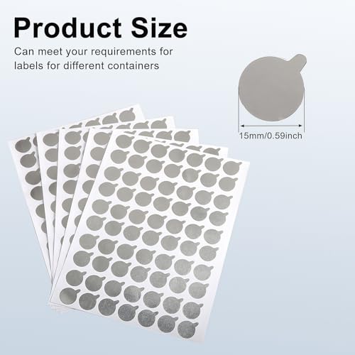 360Pcs/6 Sheets 15mm Aluminum Sticker Lids Foil Film Tapes Seal Stickers Essential Oil Bottle Stickers for Toothpaste Soft Tube Facial Clean Lotion Bottles
