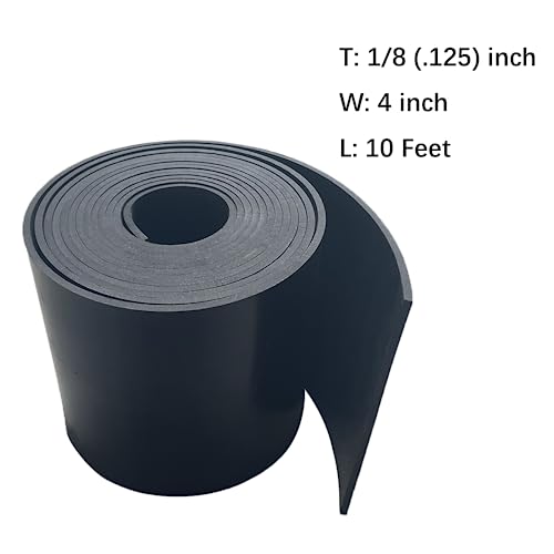 Solid Rubber Strip Roll 1/8 (.125)" Thick X 4" Wide X 10'Long - size: 4"X10'X1/8, style: No Adhesive