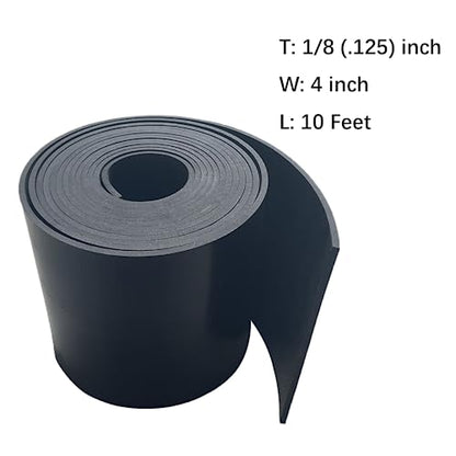 Solid Rubber Strip Roll 1/8 (.125)" Thick X 4" Wide X 10'Long - size: 4"X10'X1/8, style: No Adhesive