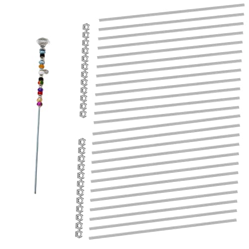 Set of 48 Lobergel 8/32 Inch M4 Threaded Rods and Studs, Include 24pcs 12.99" Fully Threaded Rods 24pcs Stainless Steel Hex Nuts, Right Hand Thread Bar for Clamps Hangers Beaded Garden Stakes - color: Tatal 48pcs