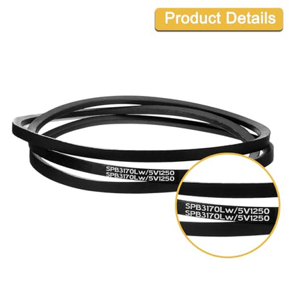 uxcell 5V1250 V-Belt, Classic Wrapped Rubber V-Belt 125" Outside Circumference x 0.62" Width x 0.53" Height for Industrial Machinery Equipment, Black - size: 5V1250