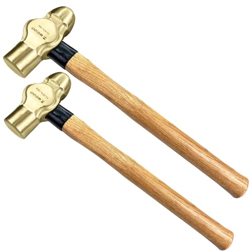 WEDO 2PCS Ball Pein Hammer,3/4lb+1lb Non-Sparking Ball Peen Hammer with Wooden Handle, Aluminum Bronze,Die-forged,Corrosion Resistant,BAM & FM Certificate,DIN Standard - color: Aluminum Bronze, size: 2pcs-setC