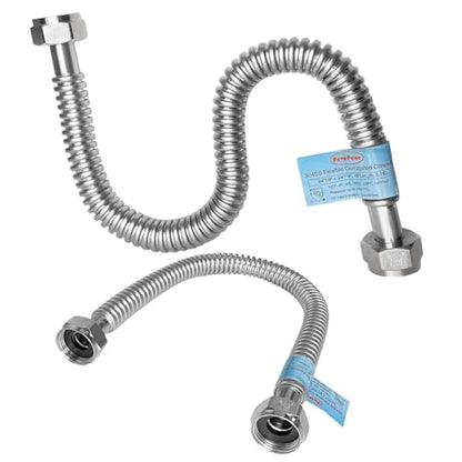 2 PACK, 3/4" FIP x 3/4" FIP x 24" Length Water Line, Stainless Steel Flexible Corrugated Water Heater Connector, Water Heater Hoses 3/4 Inch Flex Pipe Flexible Hose For Water Softener - size: stainless steel 3/4"FIPx3/4"FIP, 24"L(0.7"ID)