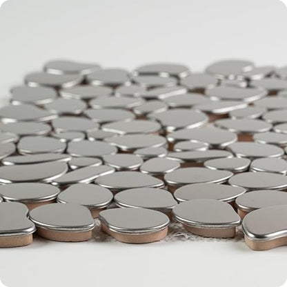 5 Sheets Metal Kitchen Backsplash Mosaic Tiles,Silver,Mesh Backing