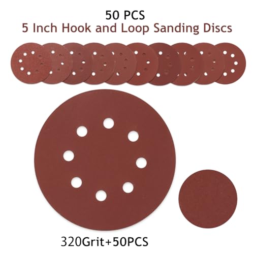 50 PCS 5 Inch 8 Hole Hook and Loop Sanding Discs 320 Grit - style: 320 Grit,50-Pack