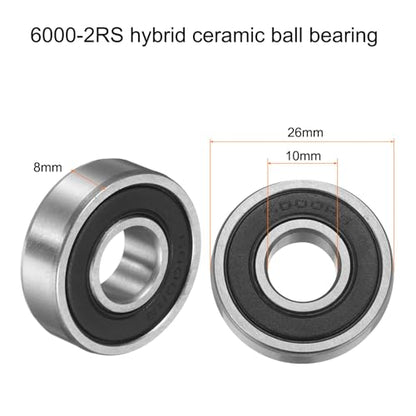 uxcell 6000-2RS Hybrid Ceramic Deep Groove Ball Bearings 10x26x8mm Si3N4 Silicon Nitride Balls Steel Rings Double Sealed Bearing for Motors, CNC Spindles (ABEC5) - size: 6000-2RS