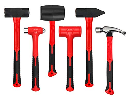 C&T Hammer Set, Fiberglass Handle & Mallet Set, Garage Home Kit - style: 6pc