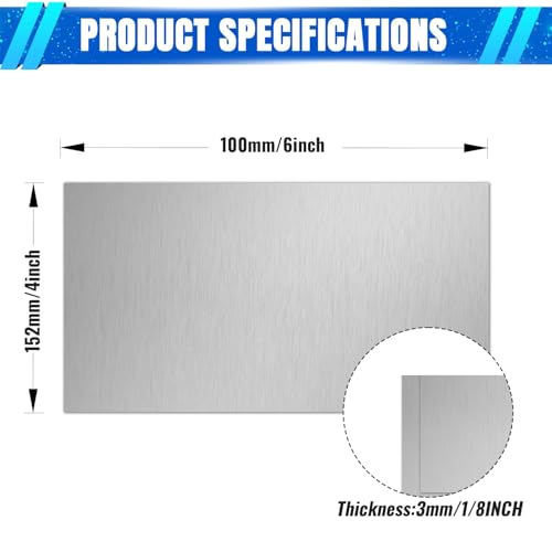 3mm Stainless Steel Sheet 4x6 Inch, 430 Magnetic Stainless Steel Plate, 11 Gauge Metal Sheet for Wall, DIY, Crafts, Jewelry, Electrical Repair (2 Pack) - size: 4" x 6"-11 Gauge(3mm)