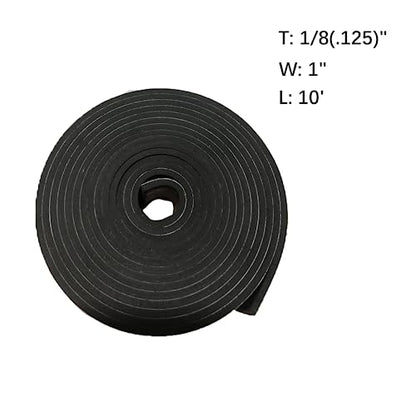 Solid Rubber Strips with Adhesive 1/8 (.125)" Thick X 1" Wide X 10'Long - size: 1"X10'X1/8, style: With Adhesive