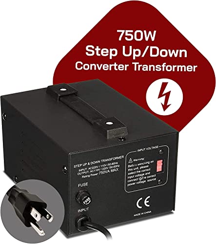 LiteFuze 750 Watt Voltage Converter Transformer Step Up/Down - 110v to 220v / 220v to 110v Power Converter - Fully Grounded Cord - Universal Socket, CE Certified [5-Years Warranty] (LT-750) - style: 750 Watt W/ Fuse Protection