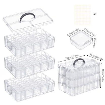 Stackable Bead Organizer 3 Tier with 90pcs Small Boxes Storage Container - size: 3-Tier 90pcs 2in Boxes