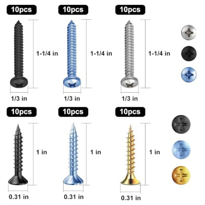 Wensilon Self-Drilling Drywall Anchors and Screws Kit, 182 Count - color: 3 color Drywall Plastic Anchors Kit