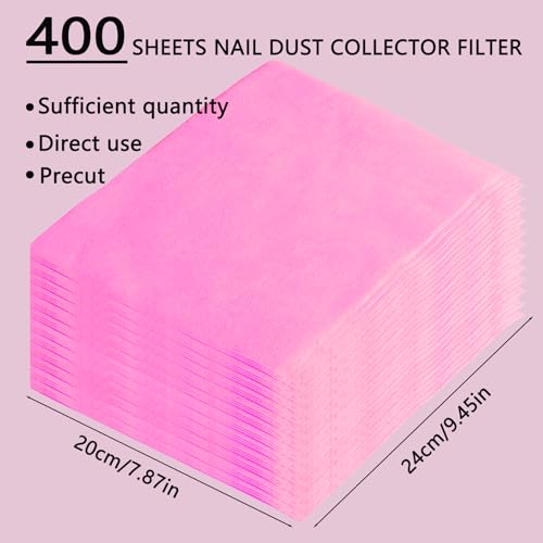 400 Sheets Nail Dust Collector Filter Paper Disposable Nail Dust Filters for Most of Nail Dust Collector Machine Nail Vacuum Dust Collector for Nail Salon Nail Spa Nail Tech Nail Supplies Accessories - color: Pink, size: 400 Pcs