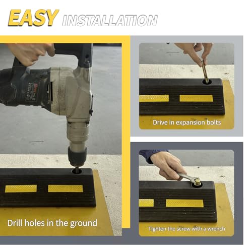 Parking Stopper for Garage Parking with Bolts 3" H 2 Pack - size: 3"H 2pcs