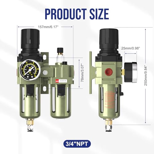 NPT 3/4" Air Compressor Water Separator Filter Pressure Regulator - color: Semi-auto Drain Kit, size: 3/4"NPT
