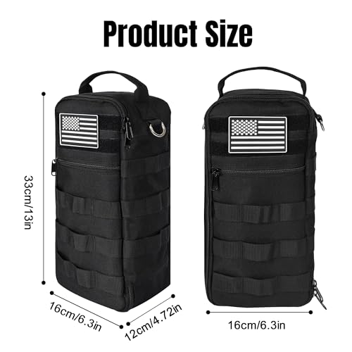 13 Inch Portable Small Tool Bag, Heavy Duty Tool Organizer Bag with Shoulder Strap and D-ring Clip, Tactical Tool Bag, Tool Pouch Bag for Electricians, Carpenters, HVAC Technicians (Black) - color: Black