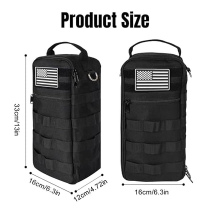 13 Inch Portable Small Tool Bag, Heavy Duty Tool Organizer Bag with Shoulder Strap and D-ring Clip, Tactical Tool Bag, Tool Pouch Bag for Electricians, Carpenters, HVAC Technicians (Black) - color: Black
