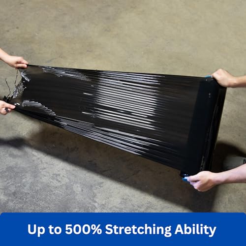 Noah's Ark Warehouse 18" x 1500FT Industrial Class Pallet Wrap, 60 Gauge Black Stretch Film for Warehouse Packing, Adhering Packing Moving Packaging (1 Pack) - size: 1 Pack