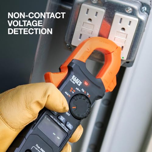 Klein Tools CL490 AC/DC Digital Clamp Meter with TRMS, Dual Display, Auto-Ranging, Current, Voltage, Resistance, Continuity, NCVT Detection, and Reverse Contrast LCD - size: Dual Display
