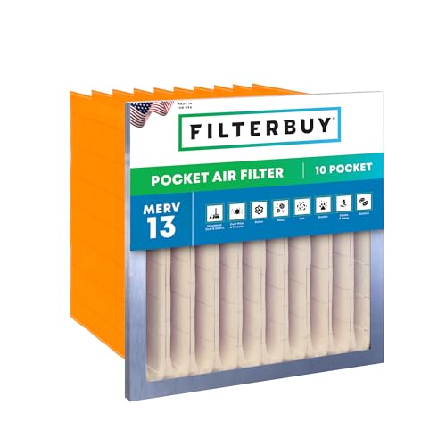 Filterbuy 20x20x15 10-Pocket Air Filter MERV 13 Particle Defense (1-Pack) - size: 20x20x15