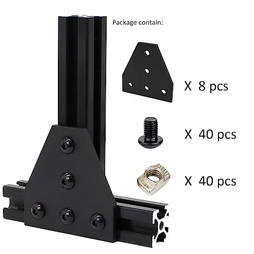8 Sets 2020 Aluminum Extrusion Profile Hardware V T Slot Brackets - style: 8Pcs T Type Bracket with Bolt Nut