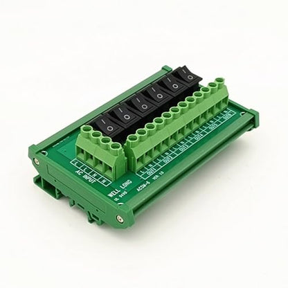 DIN Rail Mount 6 Channel Rocker Switch AC 125V 250V Power Distribution Strip Module